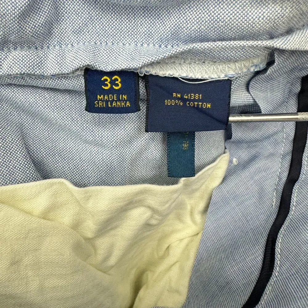 Polo Ralph Lauren Chino Shorts Mens 33 Chambray Light Blue Classic Fit 9